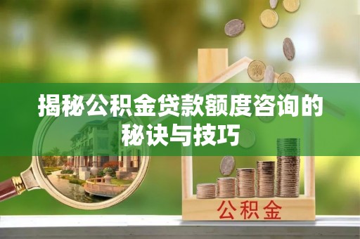 绥化揭秘公积金贷款额度咨询的秘诀与技巧