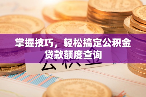 绥化掌握技巧，轻松搞定公积金贷款额度查询